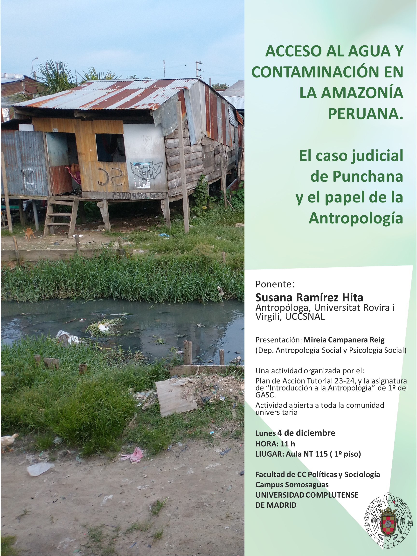 "Acceso al agua y contaminación en la amazonía peruana. El caso Judicial de Punchana y el papel de la Antropología" con Susana Ramírez Hita 